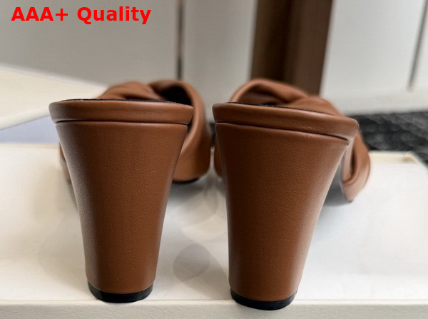 Saint Laurent Franciane Mules in Macadamia Smooth Leather Replica