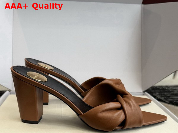 Saint Laurent Franciane Mules in Macadamia Smooth Leather Replica