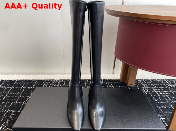 Saint Laurent Francoise Boots in Black Smooth Leather Replica