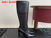 Saint Laurent Francoise Boots in Black Smooth Leather Replica