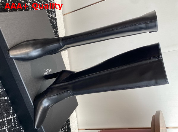 Saint Laurent Francoise Boots in Black Smooth Leather Replica
