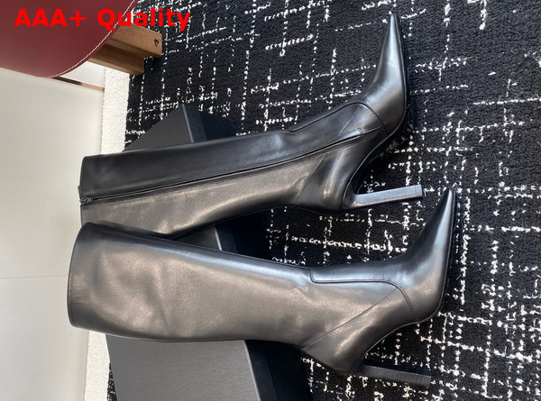 Saint Laurent Francoise Boots in Black Smooth Leather Replica