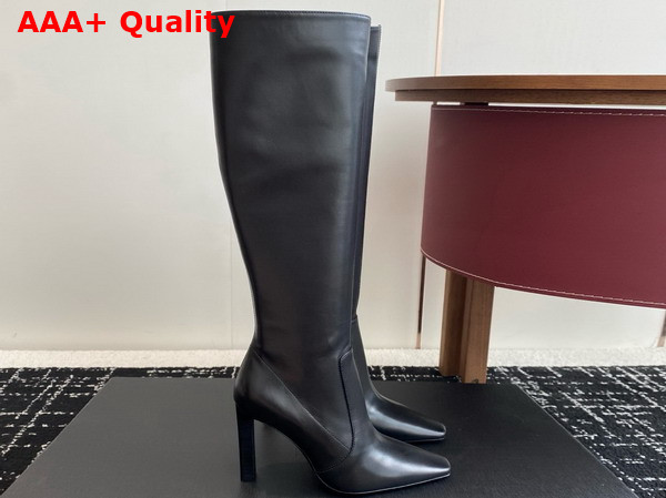Saint Laurent Francoise Boots in Black Smooth Leather Replica
