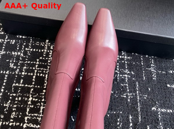 Saint Laurent Francoise Boots in Bordeaux Smooth Leather Replica