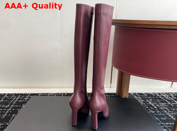 Saint Laurent Francoise Boots in Bordeaux Smooth Leather Replica