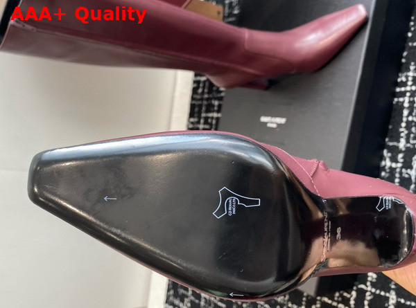 Saint Laurent Francoise Boots in Bordeaux Smooth Leather Replica