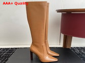 Saint Laurent Francoise Boots in Macadamia Smooth Leather Replica