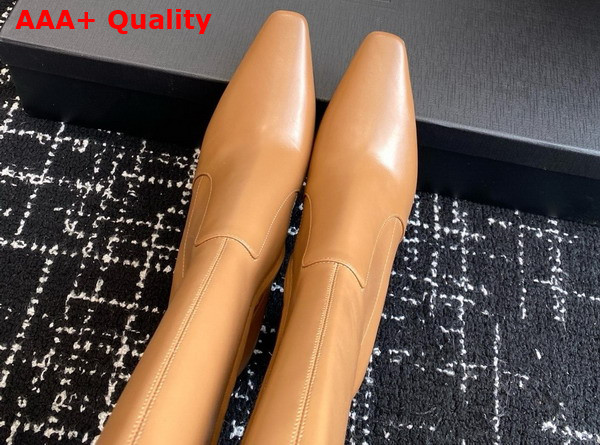 Saint Laurent Francoise Boots in Macadamia Smooth Leather Replica