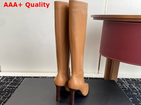 Saint Laurent Francoise Boots in Macadamia Smooth Leather Replica