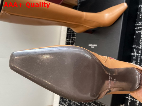 Saint Laurent Francoise Boots in Macadamia Smooth Leather Replica