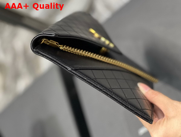 Saint Laurent Gaby Double Flap Chain Pouch in Noir Lambskin Replica