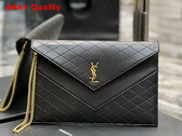 Saint Laurent Gaby Double Flap Chain Pouch in Noir Lambskin Replica