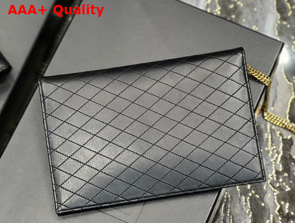 Saint Laurent Gaby Double Flap Chain Pouch in Noir Lambskin Replica
