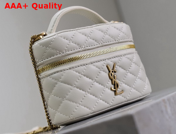 Saint Laurent Gaby Micro Vanity Bag in Lambskin Blanc Vintage Replica