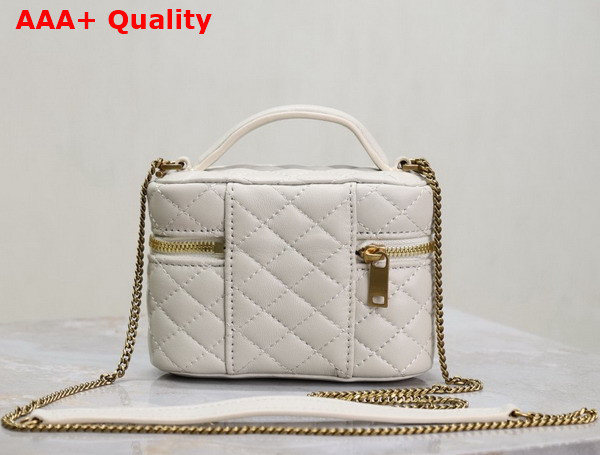 Saint Laurent Gaby Micro Vanity Bag in Lambskin Blanc Vintage Replica