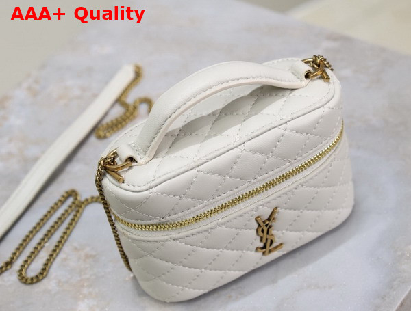 Saint Laurent Gaby Micro Vanity Bag in Lambskin Blanc Vintage Replica