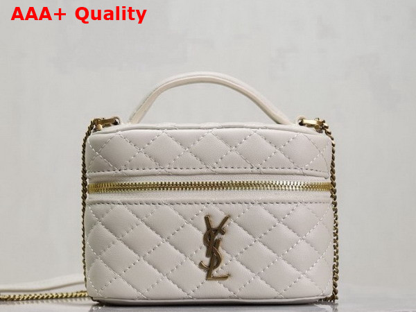 Saint Laurent Gaby Micro Vanity Bag in Lambskin Blanc Vintage Replica