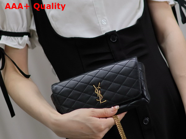 Saint Laurent Gaby Phone Case in Black Lambskin Replica