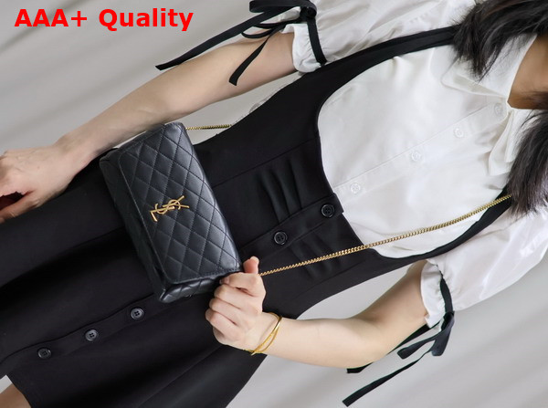 Saint Laurent Gaby Phone Case in Black Lambskin Replica