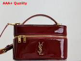 Saint Laurent Gaby Vanity Bag in Patent Leather Dark Red Wine Replica