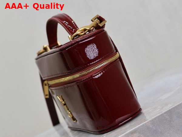 Saint Laurent Gaby Vanity Bag in Patent Leather Dark Red Wine Replica