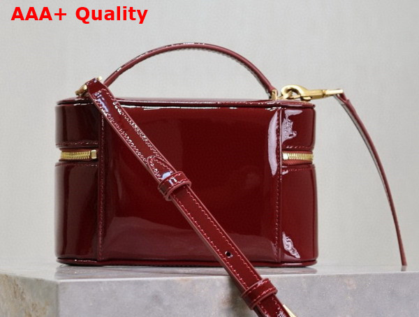 Saint Laurent Gaby Vanity Bag in Patent Leather Dark Red Wine Replica