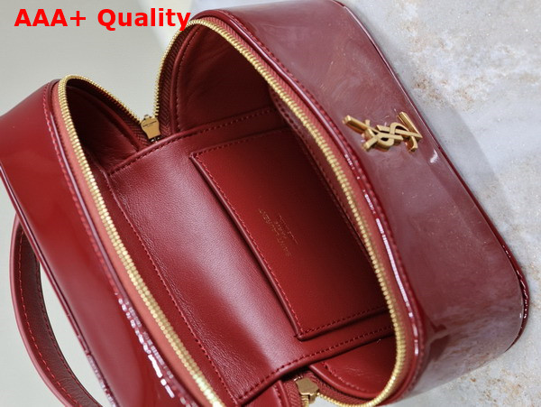 Saint Laurent Gaby Vanity Bag in Patent Leather Dark Red Wine Replica