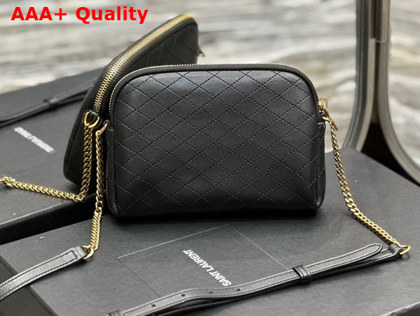 Saint Laurent Gaby Zipped Pouch in Black Quilted Lambskin Replica