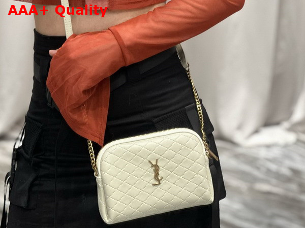 Saint Laurent Gaby Zipped Pouch in Blanc Vintage Quilted Lambskin Replica