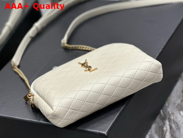 Saint Laurent Gaby Zipped Pouch in Blanc Vintage Quilted Lambskin Replica