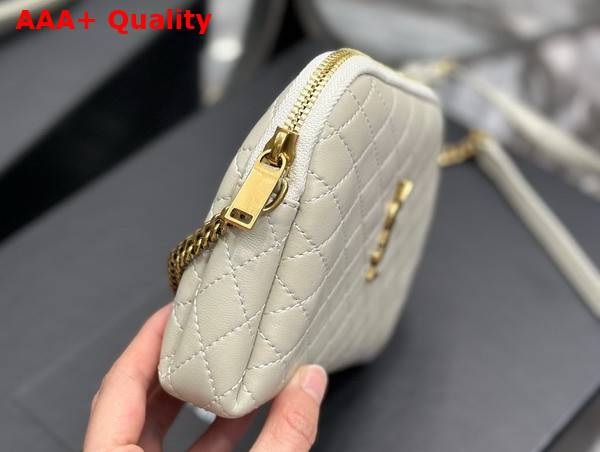 Saint Laurent Gaby Zipped Pouch in Blanc Vintage Quilted Lambskin Replica