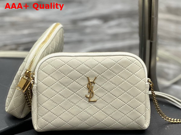 Saint Laurent Gaby Zipped Pouch in Blanc Vintage Quilted Lambskin Replica