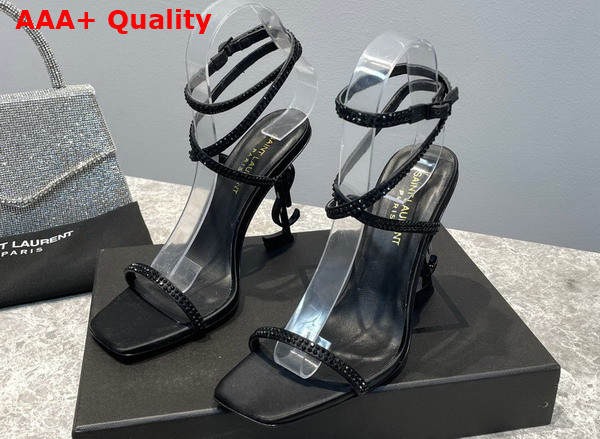 Saint Laurent Georgia Sandals in Crepe Satin All Black Replica