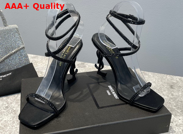Saint Laurent Georgia Sandals in Crepe Satin All Black Replica