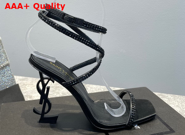 Saint Laurent Georgia Sandals in Crepe Satin All Black Replica