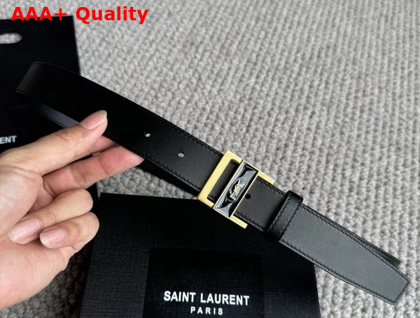 Saint Laurent Gio Belt in Black Box Leather Replica