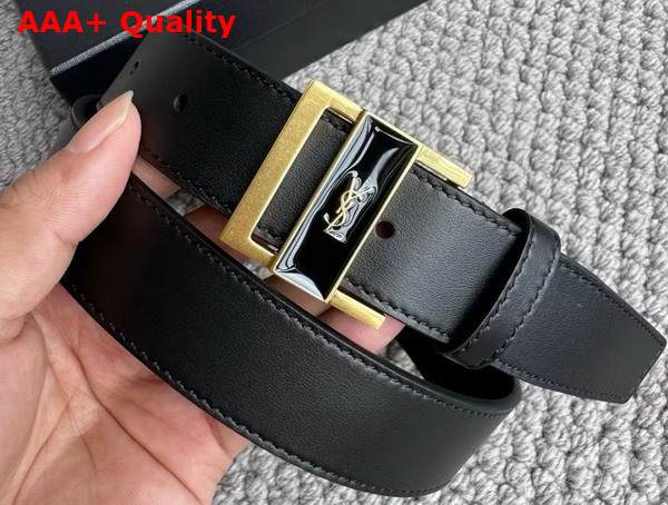 Saint Laurent Gio Belt in Black Box Leather Replica