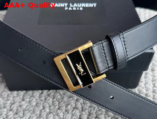 Saint Laurent Gio Belt in Black Box Leather Replica