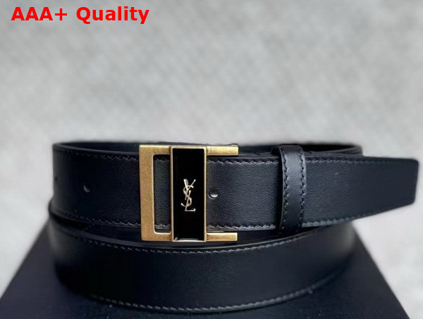 Saint Laurent Gio Belt in Black Box Leather Replica