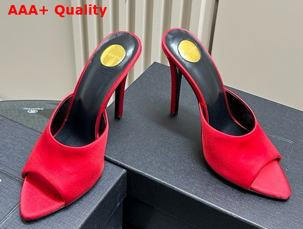 Saint Laurent Goldie Mules in Satin Crepe Cyclamen Replica