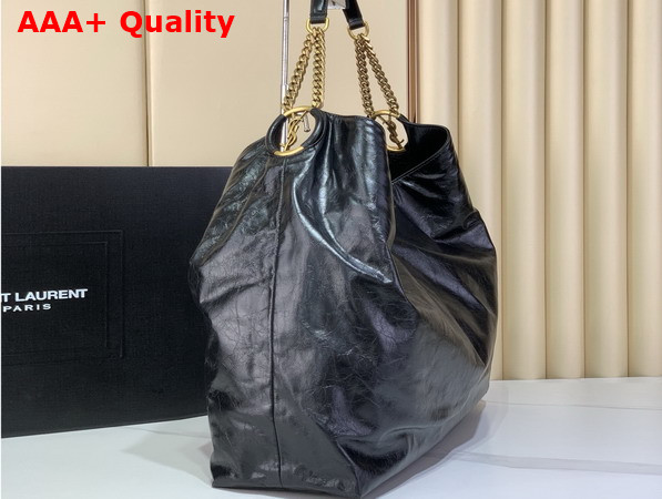 Saint Laurent Hortense Hobo in Black Shiny Leather Replica