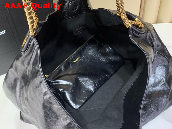 Saint Laurent Hortense Hobo in Black Shiny Leather Replica