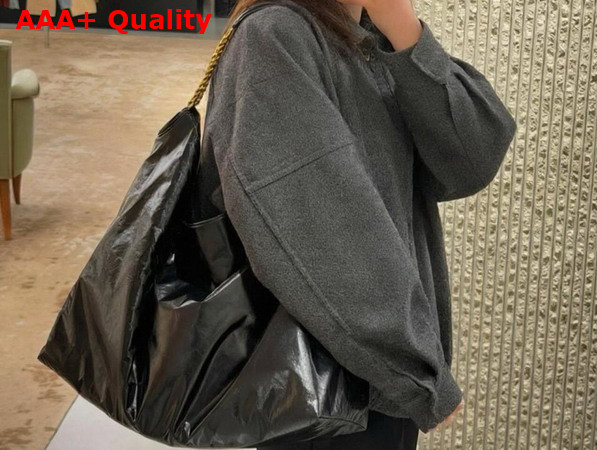 Saint Laurent Hortense Hobo in Black Shiny Leather Replica