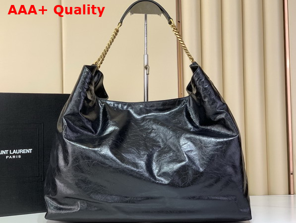 Saint Laurent Hortense Hobo in Black Shiny Leather Replica