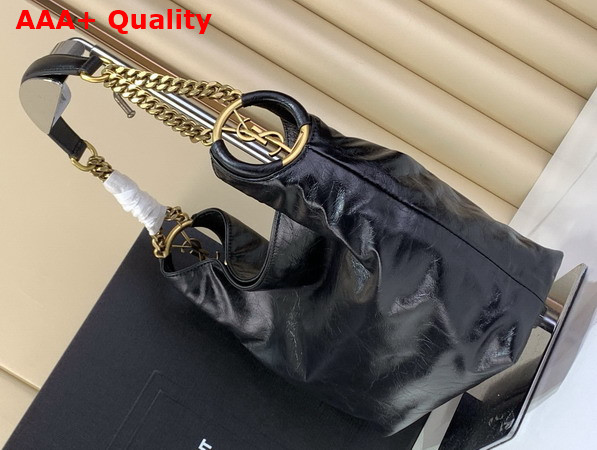 Saint Laurent Hortense Small Hobo in Shiny Leather Black Replica