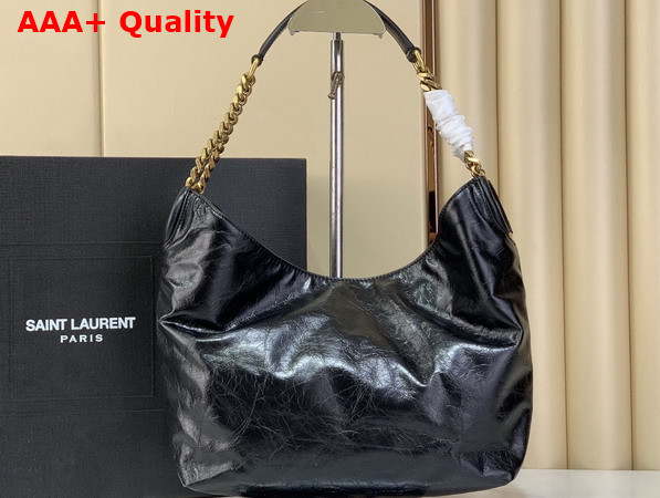 Saint Laurent Hortense Small Hobo in Shiny Leather Black Replica
