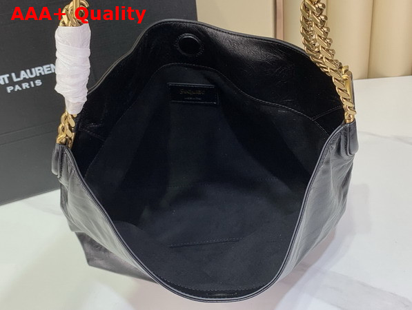 Saint Laurent Hortense Small Hobo in Shiny Leather Black Replica
