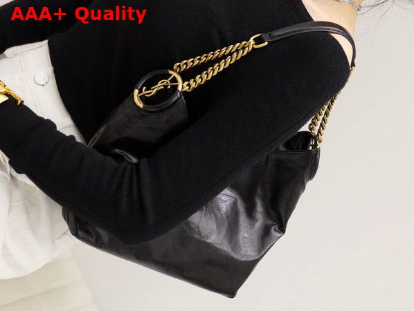 Saint Laurent Hortense Small Hobo in Shiny Leather Black Replica