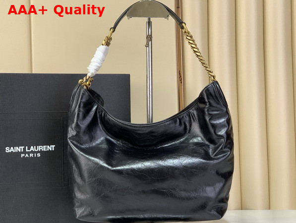 Saint Laurent Hortense Small Hobo in Shiny Leather Black Replica