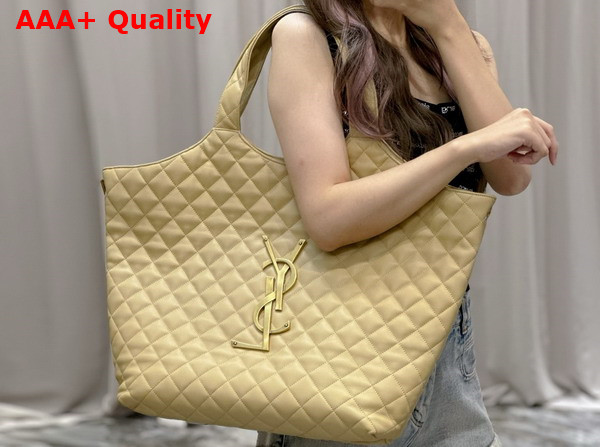 Saint Laurent Icare Maxi Shopping Bag in Beige Quilted Lambskin Replica